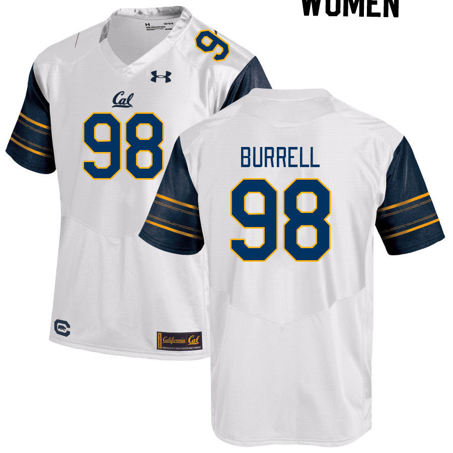 Women #98 Nate Burrell California Golden Bears College Football Jerseys Stitched Sale-White - Click Image to Close